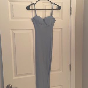 Baby Blue Ribbed Midi Dress